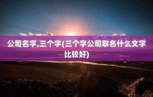公司名字,三个字(三个字公司取名什么文字比较好)