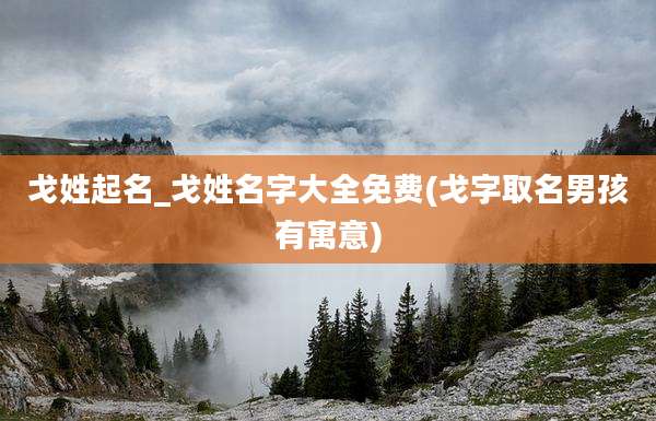 戈姓起名_戈姓名字大全免费(戈字取名男孩有寓意)