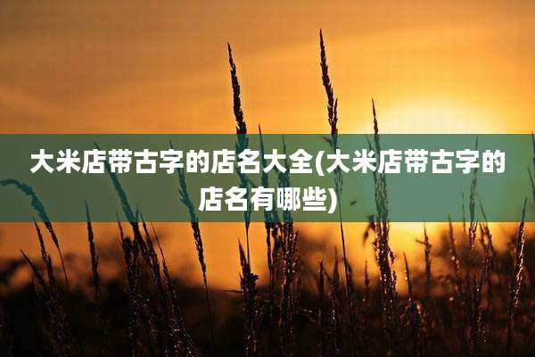 大米店带古字的店名大全(大米店带古字的店名有哪些)