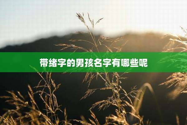 带绪字的男孩名字有哪些呢