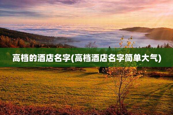 高档的酒店名字(高档酒店名字简单大气)