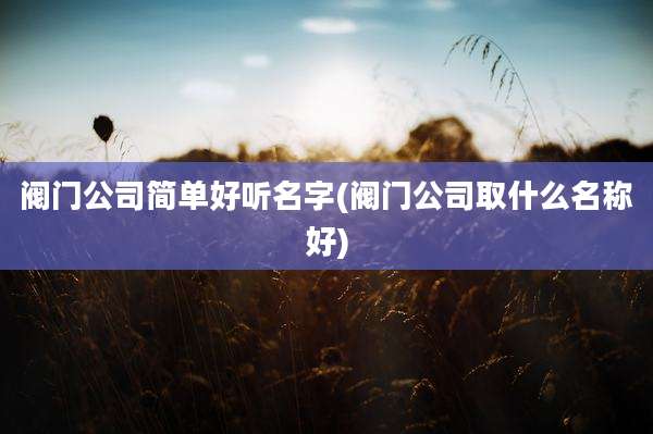 阀门公司简单好听名字(阀门公司取什么名称好)