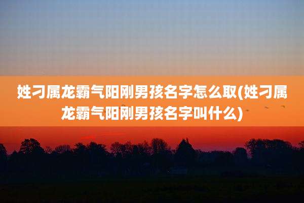 姓刁属龙霸气阳刚男孩名字怎么取(姓刁属龙霸气阳刚男孩名字叫什么)