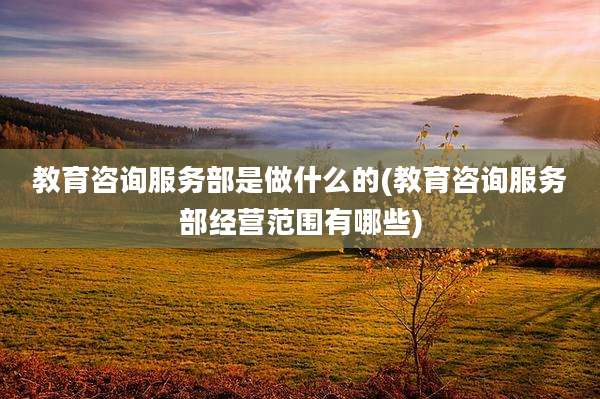 教育咨询服务部是做什么的(教育咨询服务部经营范围有哪些)