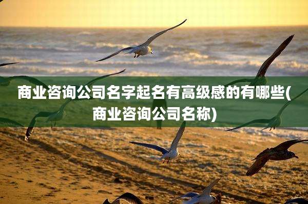 商业咨询公司名字起名有高级感的有哪些(商业咨询公司名称)