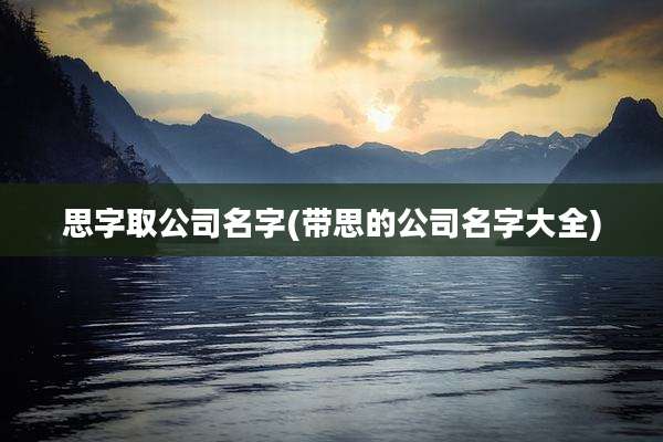 思字取公司名字(带思的公司名字大全)