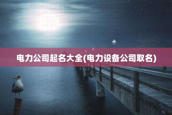 电力公司起名大全(电力设备公司取名)
