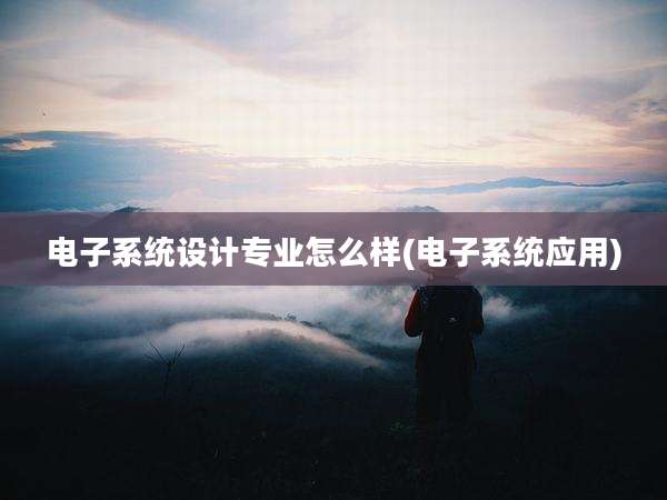 电子系统设计专业怎么样(电子系统应用)