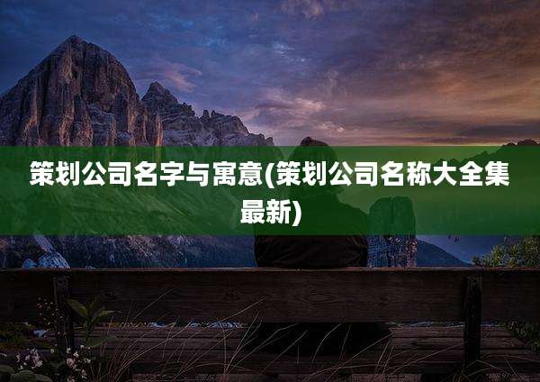 策划公司名字与寓意(策划公司名称大全集最新)