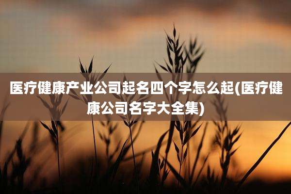 医疗健康产业公司起名四个字怎么起(医疗健康公司名字大全集)