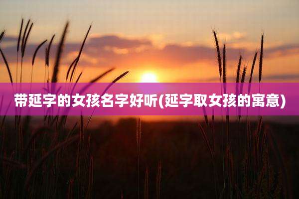 带延字的女孩名字好听(延字取女孩的寓意)