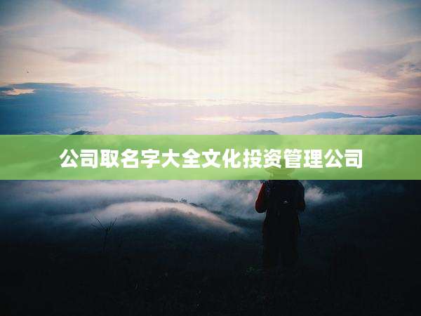 公司取名字大全文化投资管理公司