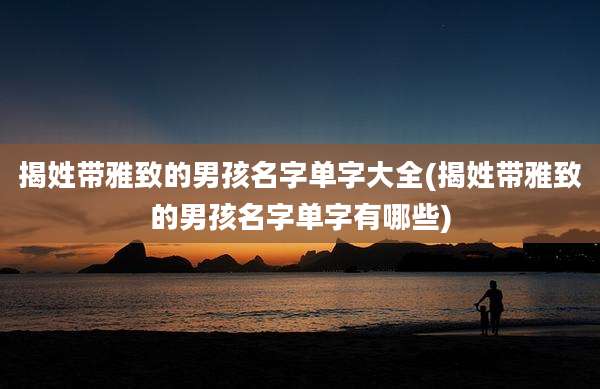 揭姓带雅致的男孩名字单字大全(揭姓带雅致的男孩名字单字有哪些)