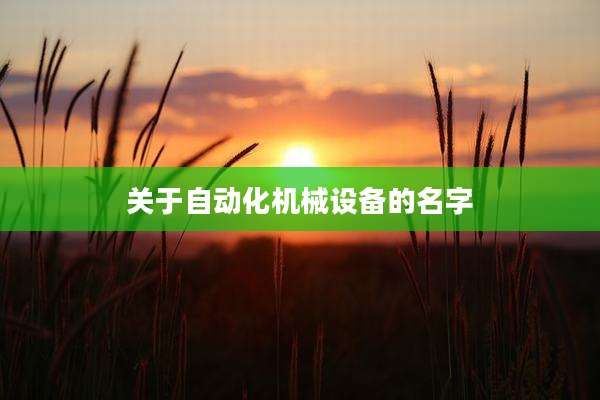 关于自动化机械设备的名字