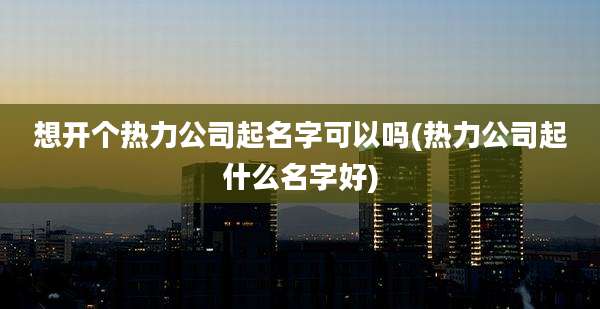 想开个热力公司起名字可以吗(热力公司起什么名字好)