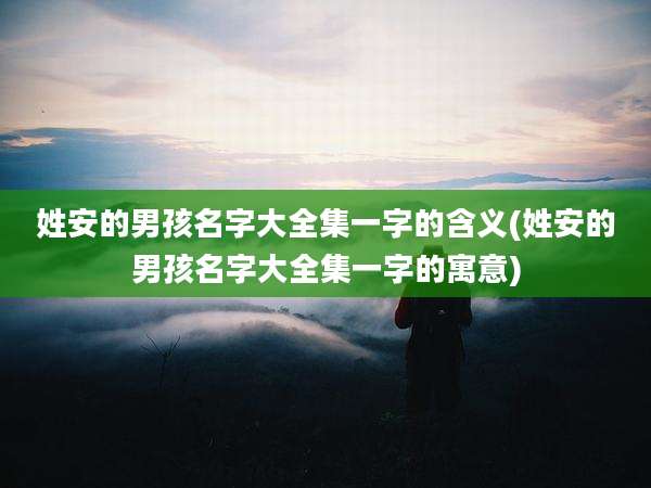姓安的男孩名字大全集一字的含义(姓安的男孩名字大全集一字的寓意)