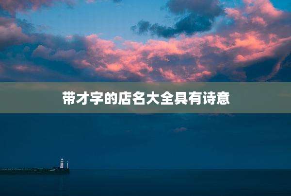 带才字的店名大全具有诗意
