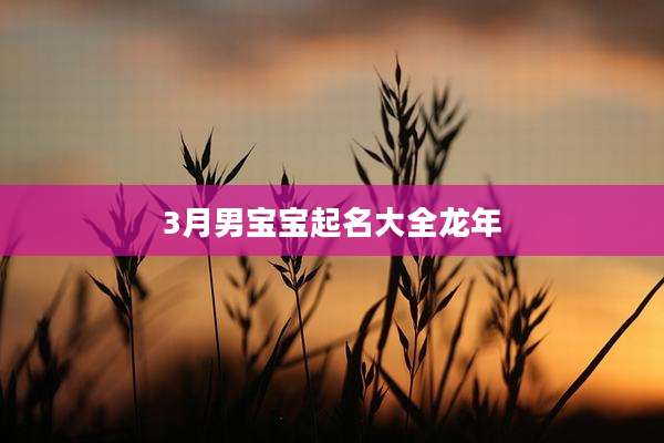 3月男宝宝起名大全龙年