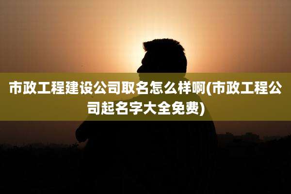 市政工程建设公司取名怎么样啊(市政工程公司起名字大全免费)