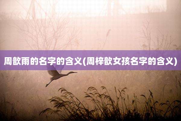 周歆雨的名字的含义(周梓歆女孩名字的含义)