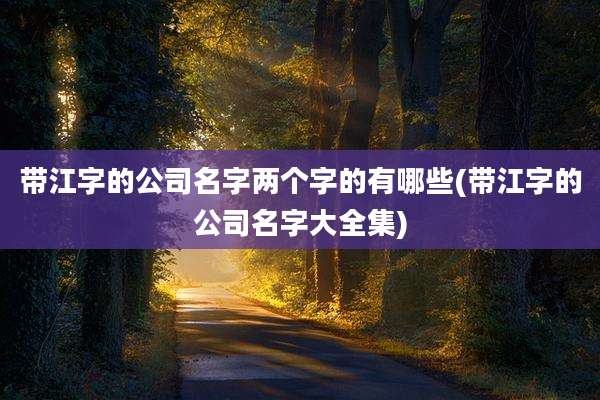 带江字的公司名字两个字的有哪些(带江字的公司名字大全集)