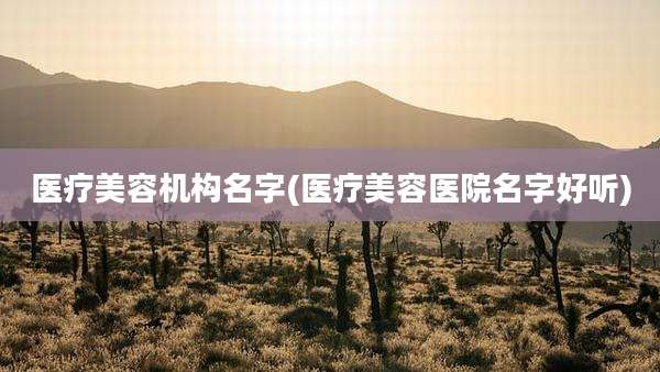 医疗美容机构名字(医疗美容医院名字好听)