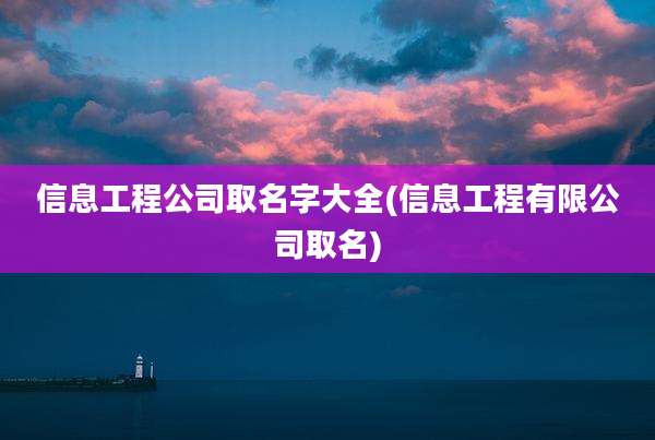 信息工程公司取名字大全(信息工程有限公司取名)
