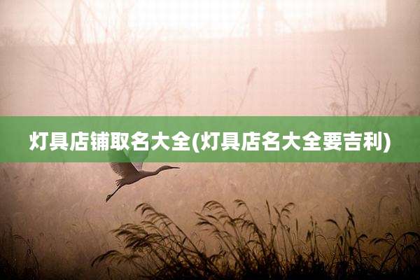 灯具店铺取名大全(灯具店名大全要吉利)