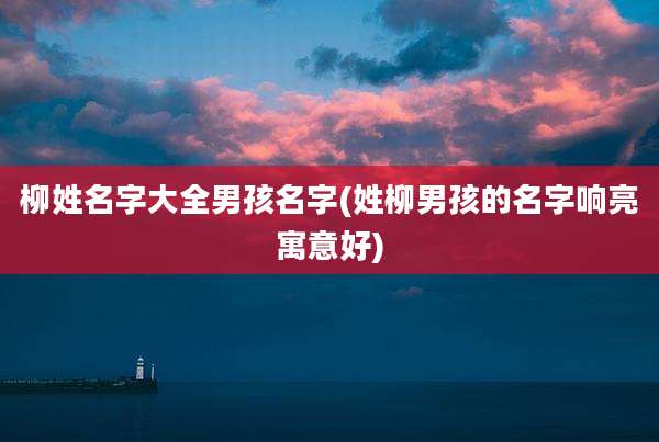 柳姓名字大全男孩名字(姓柳男孩的名字响亮寓意好)