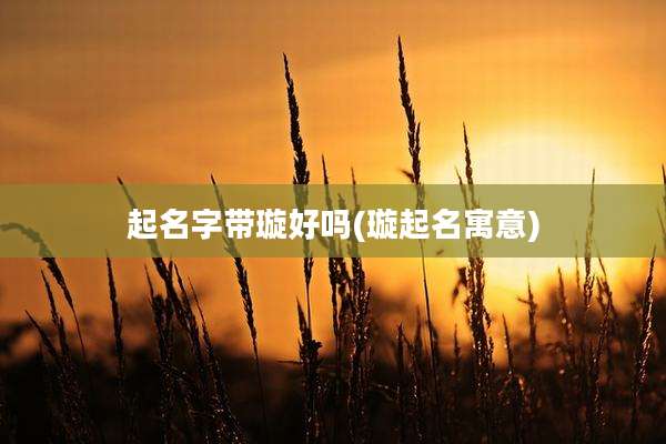 起名字带璇好吗(璇起名寓意)