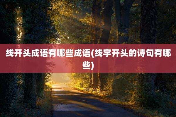 线开头成语有哪些成语(线字开头的诗句有哪些)