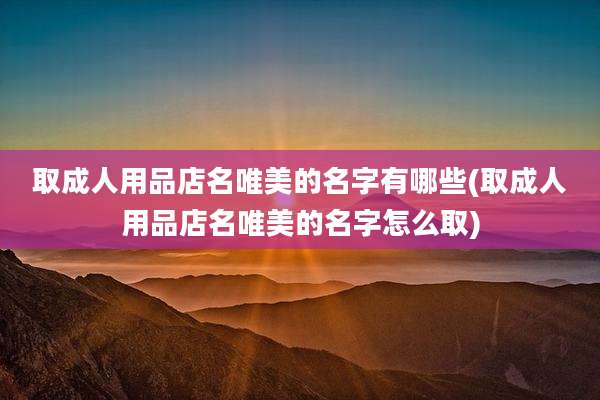 取成人用品店名唯美的名字有哪些(取成人用品店名唯美的名字怎么取)