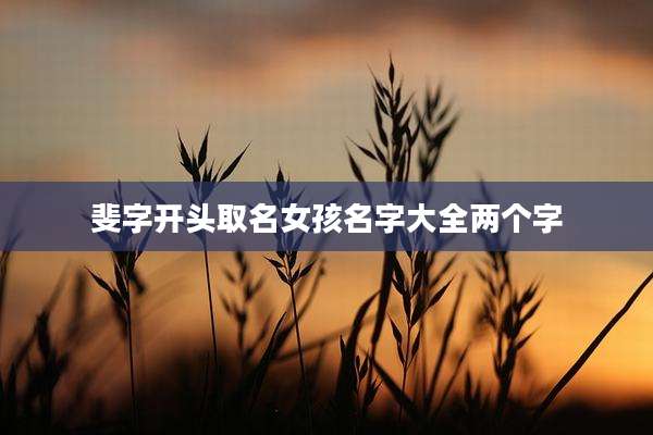 斐字开头取名女孩名字大全两个字