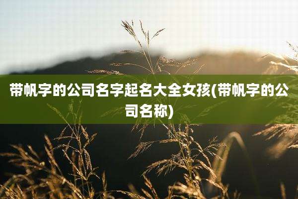 带帆字的公司名字起名大全女孩(带帆字的公司名称)