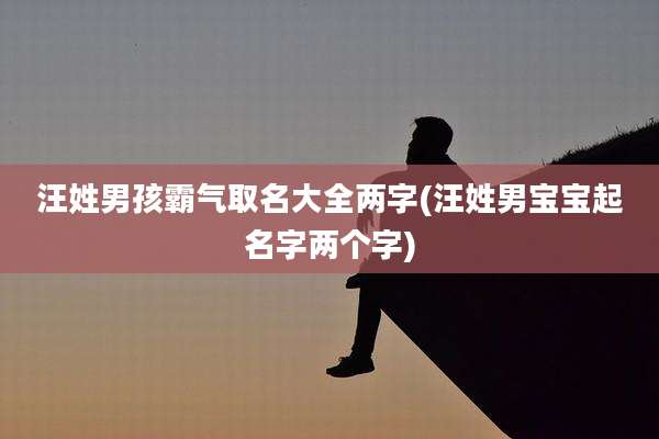 汪姓男孩霸气取名大全两字(汪姓男宝宝起名字两个字)