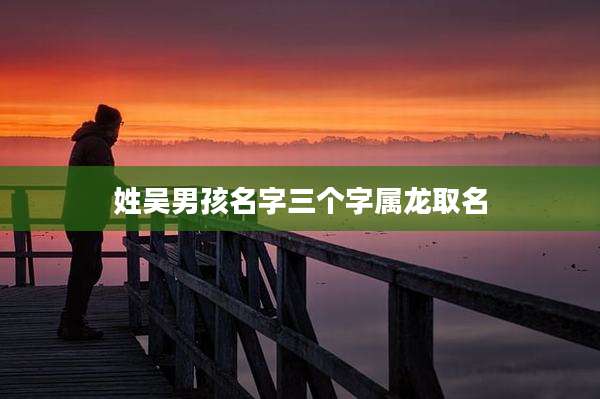 姓吴男孩名字三个字属龙取名