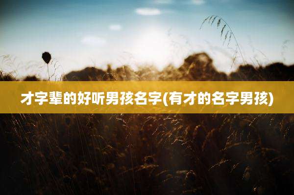 才字辈的好听男孩名字(有才的名字男孩)