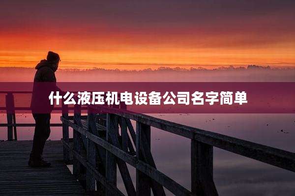什么液压机电设备公司名字简单