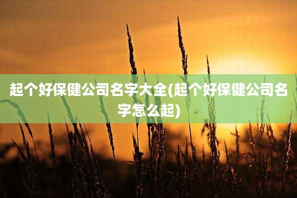 起个好保健公司名字大全(起个好保健公司名字怎么起)
