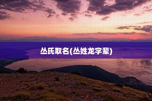 丛氏取名(丛姓龙字辈)