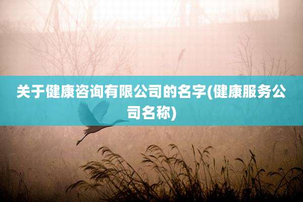 关于健康咨询有限公司的名字(健康服务公司名称)
