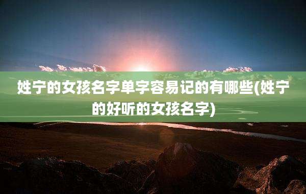 姓宁的女孩名字单字容易记的有哪些(姓宁的好听的女孩名字)