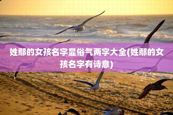 姓鄢的女孩名字显俗气两字大全(姓鄢的女孩名字有诗意)
