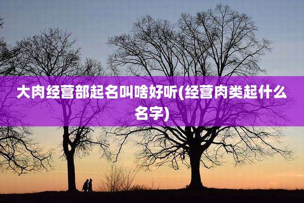 大肉经营部起名叫啥好听(经营肉类起什么名字)