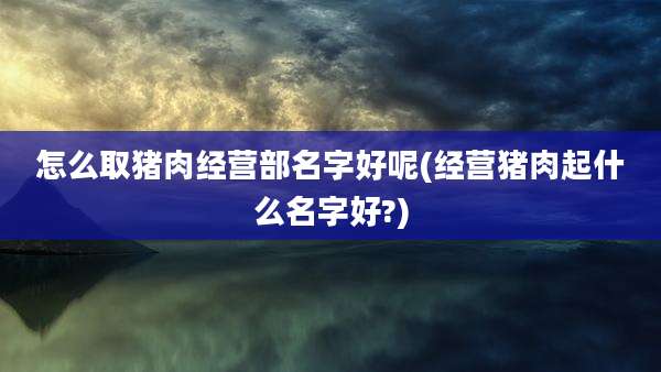 怎么取猪肉经营部名字好呢(经营猪肉起什么名字好?)