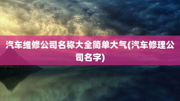 汽车维修公司名称大全简单大气(汽车修理公司名字)