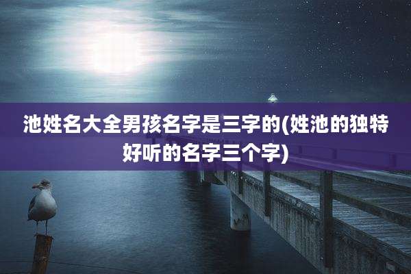 池姓名大全男孩名字是三字的(姓池的独特好听的名字三个字)
