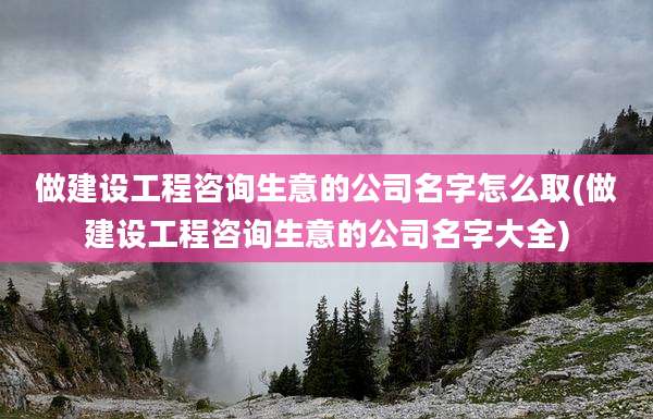 做建设工程咨询生意的公司名字怎么取(做建设工程咨询生意的公司名字大全)