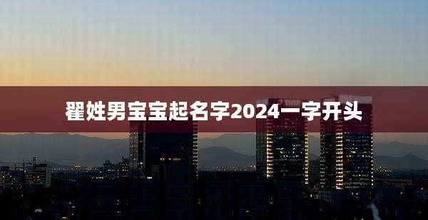 翟姓男宝宝起名字2024一字开头