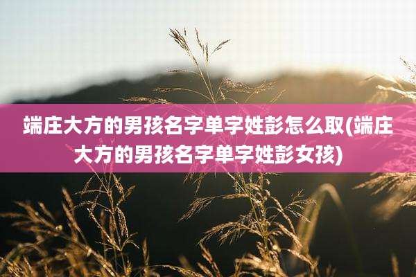 端庄大方的男孩名字单字姓彭怎么取(端庄大方的男孩名字单字姓彭女孩)